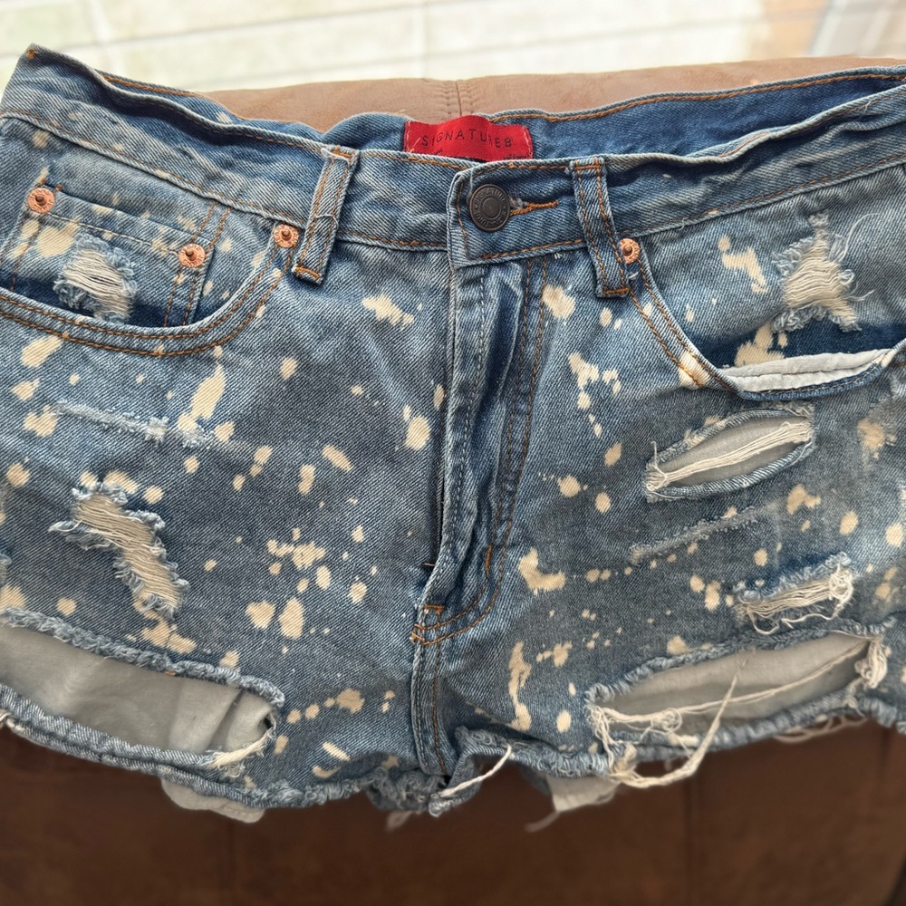 Signature8 Blue Distressed Jean Shorts